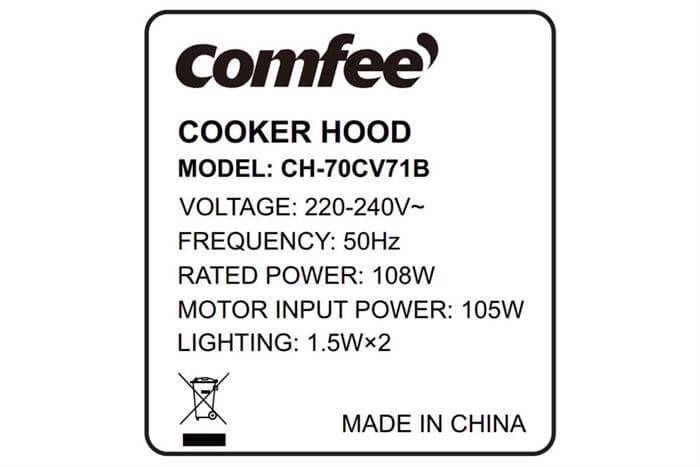 Máy hút mùi kính cong Comfee CH-70CV71B